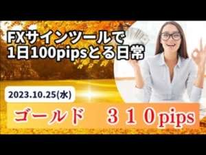 【初心者でも簡単FX】FXサインツール「クワトロアルファ」をつかった実トレード動画2023.10.25（水）新手法炸裂！ゴールド３１０pips